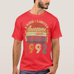 30 Years Old Gifts Vintage Since August 1992 30th T-Shirt