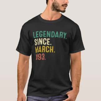 30 Years Old  Legend Since March 1993 30th Birthda T-Shirt