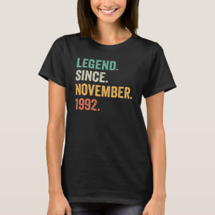 30 Years Old Legend Since November 1992 30th Birt T-Shirt