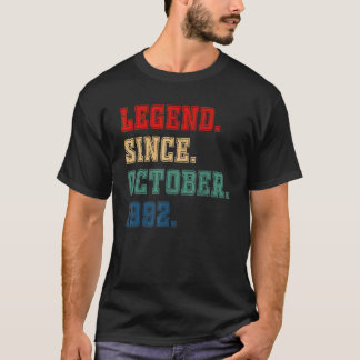 30 Years Old Legend Since October 1992 30th Birth T-Shirt