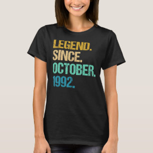 30 Years Old Legend Since October 1992 30th Birth T-Shirt