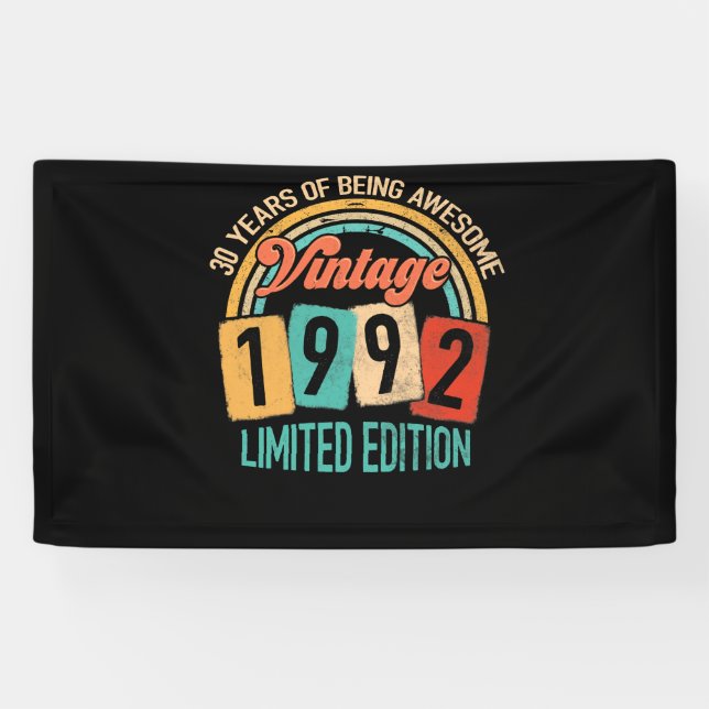 30 Years Old Of Be Awesome In 1992 30th Birthday Banner (Horizontal)
