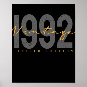 30 Years Old Vintage 1992 30th Birthday Poster