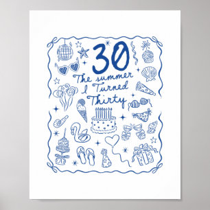 30 Years Old Women Men 30th Birthday Party Summer Poster