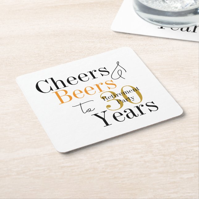 30 Years Retirement Cheers Beers Minimal Party Square Paper Coaster (Angled)