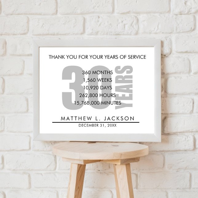 30 Years Retirement or Employee Appreciation Gift Poster (Creator Uploaded)