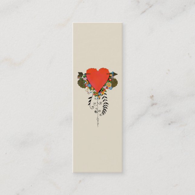 30s Valentine Heart in Red Mini Business Card (Front)