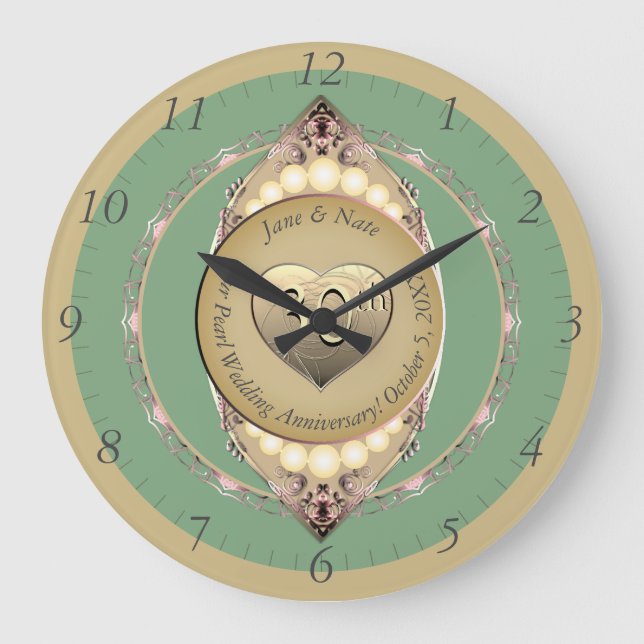 30th & 12th Pearl Anniversary Wall Clock (Front)
