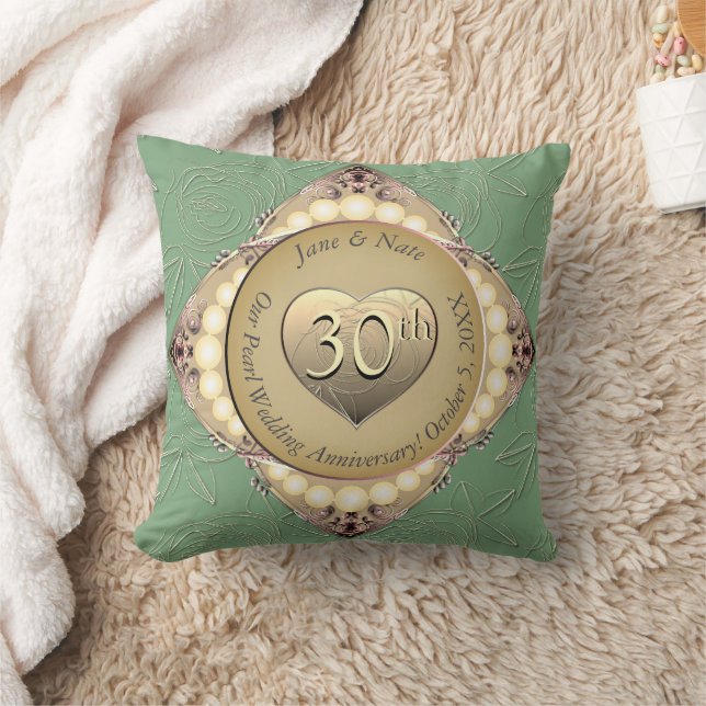 30th/12th Pearl & Green Wedding Anniversary  Cushion (Blanket)