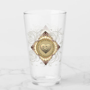 30th/12th Pearl & Green Wedding Anniversary  Glass