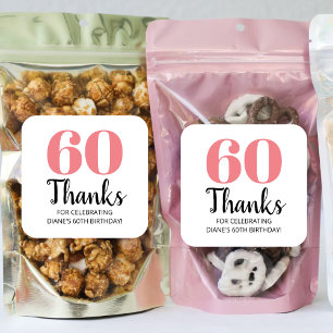 30th 40th 50th 60th 70th 80th Birthday Party Favou Square Sticker