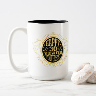 30th Anniversary add names date Two-Tone Coffee Mug