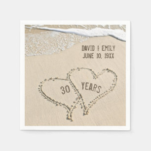 30th Anniversary Beach Hearts Napkins