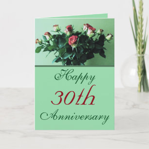 30th Anniversary Bouquet of Roses Beautiful Photo Card