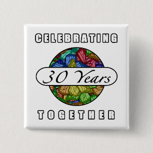 30th Anniversary (Butterflies) 15 Cm Square Badge