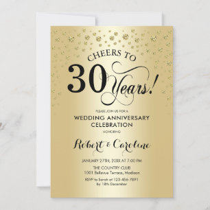 30th Anniversary Celebration - Gold Black Invitation