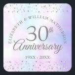 30th Anniversary Hearts Confetti Pearl Square Sticker<br><div class="desc">Designed to coordinate with our 30th Anniversary Hearts Confetti Pearl collection. Featuring delicate hearts confetti. Personalise with your special thirty years pearl anniversary information in chic typography on a pearl background. Designed by Thisisnotme©</div>
