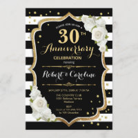 30th Anniversary Invitation - Black White Gold
