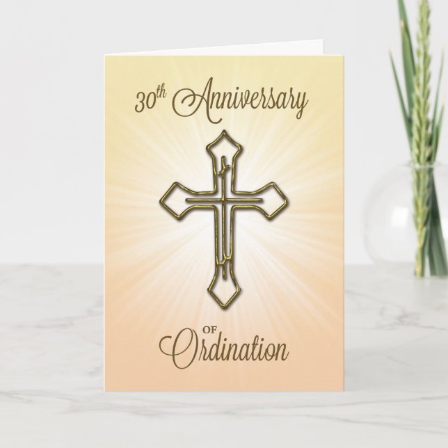 30th Anniversary of Ordination, Gold Cross on Star Card (Front)