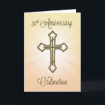 30th Anniversary of Ordination, Gold Cross on Star Card<br><div class="desc">A 30th Ordination Anniversary card featuring a gold look cross. Celebrate a jubilee with this starburst background bringing life and focus on the cross.</div>