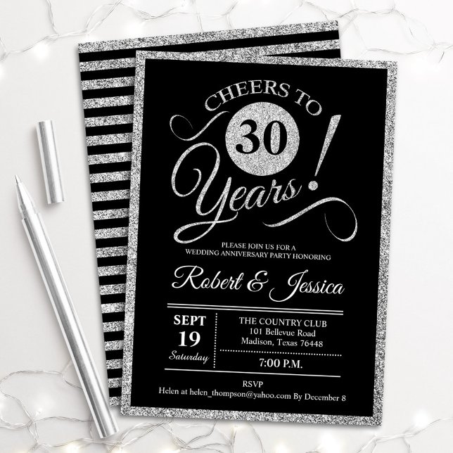 30th Anniversary Party - Silver Black Invitation (Creator Uploaded)