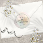 30th Anniversary Pearl Classic Round Sticker<br><div class="desc">Personalise with your special thirty years pearl anniversary information in chic typography on a pearl background. Designed by Thisisnotme©</div>