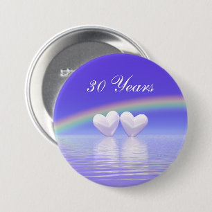 30th Anniversary Pearl Hearts 7.5 Cm Round Badge