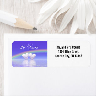 30th Anniversary Pearl Hearts Return Address Label