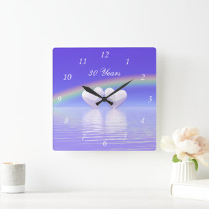30th Anniversary Pearl Hearts Square Wall Clock