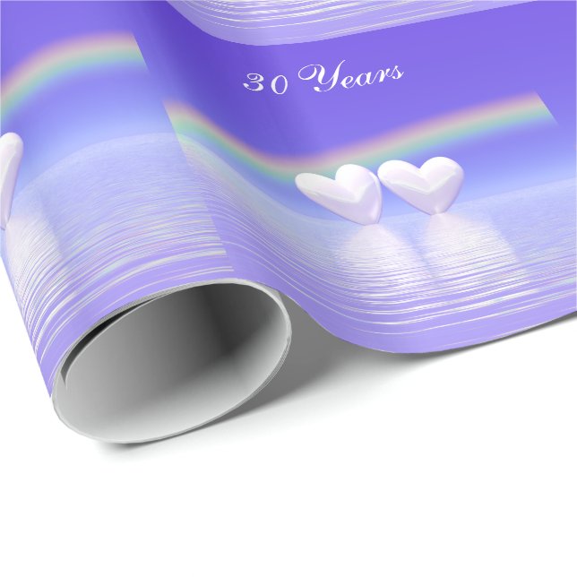 30th Anniversary Pearl Hearts Wrapping Paper (Roll Corner)