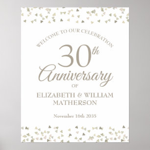 30th Anniversary Pearl Love Hearts Welcome Sign