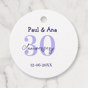 30th anniversary purple bold letter name simple re favour tags