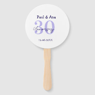 30th anniversary purple bold letter name simple re hand fan