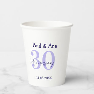30th anniversary purple bold letter name simple re paper cups