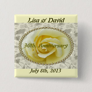 30th Anniversary save the date yellow rose Button