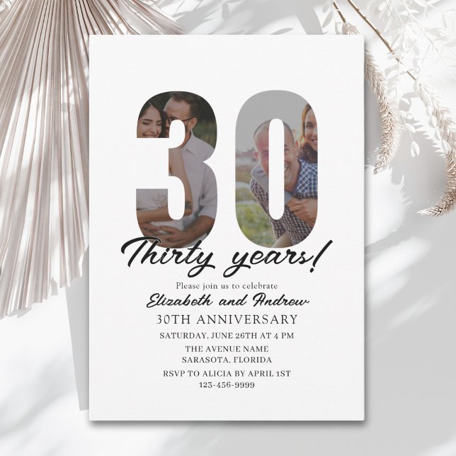 30th Anniversary with Photo Minimalist Invitation (Creator Uploaded)