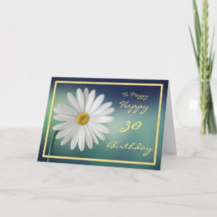 30th Bday Meggy Daisy Flower Elegant Gold Frame Card
