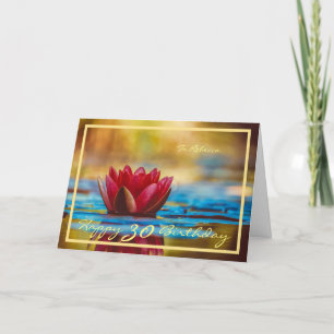30th Bday Rebecca Red Waterlily Elegant Gold Frame Card