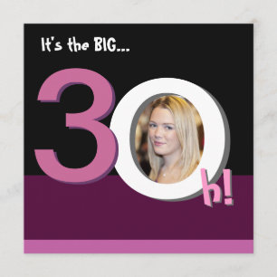 30th Big 3Oh! Photo Template Birthday Party -Pink