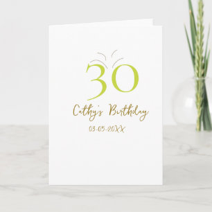 30TH BIIRTHDAY GREEN GOLD PASTEL HANDDRAWN RETRO CARD