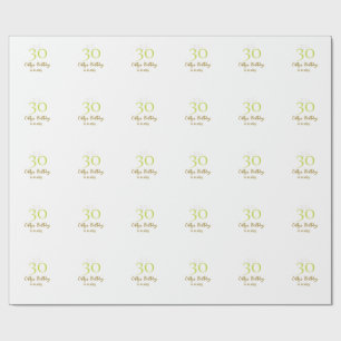 30TH BIIRTHDAY GREEN GOLD PASTEL HANDDRAWN RETRO WRAPPING PAPER
