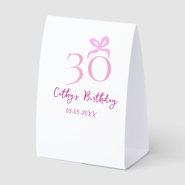 30TH BIIRTHDAY pink bow PASTEL HANDDRAWN RETRO  (Front)