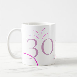 30TH BIIRTHDAY PINK PURPLE PASTEL HANDDRAWN RETRO COFFEE MUG