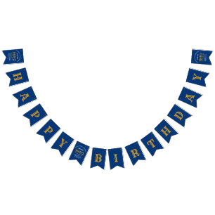 30th Birthday 1992 Blue Gold Name Chic Elegant Bunting
