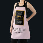 30th Birthday 1992 Name Elegant Black Gold Pink Apron<br><div class="desc">A wonderful birthday black and gold design on an apron for that special celebration. Easily customise the text using the template provided. Part of the setting standards range of birthday supplies.</div>
