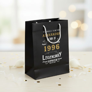 30th Birthday 1996 Add Name Legend Black Gold Medium Gift Bag