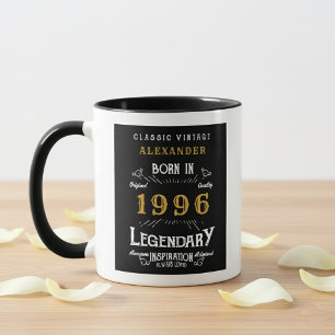 30th Birthday 1996 Legend Retro Black Personalized Mug