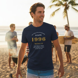 30th Birthday 1996 Personalised Custom Name Blue T-Shirt