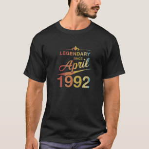 30Th Birthday 30 Year Old Born In April 1992 Vinta T-Shirt