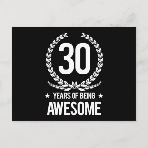 30th Birthday (30 Years Of Being Awesome) Postcard